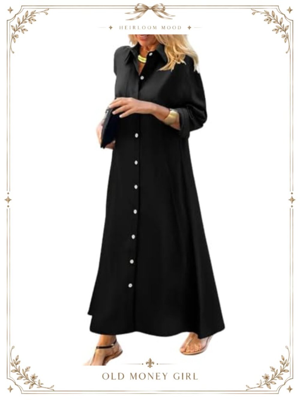 Women's Maxi Shirt Dress Button Down Long Sleeve Tunic A-Line with Pockets